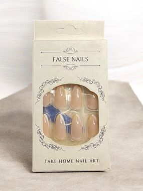 Nude Almond Modern French Tip Nails